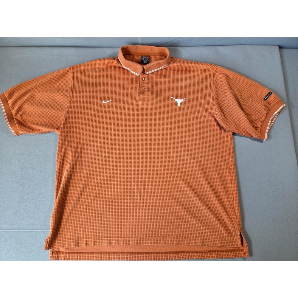 Vintage Nike Shirt Mens Extra Large Orange Texas Longhorns Waffle Knit Polo NCAA
